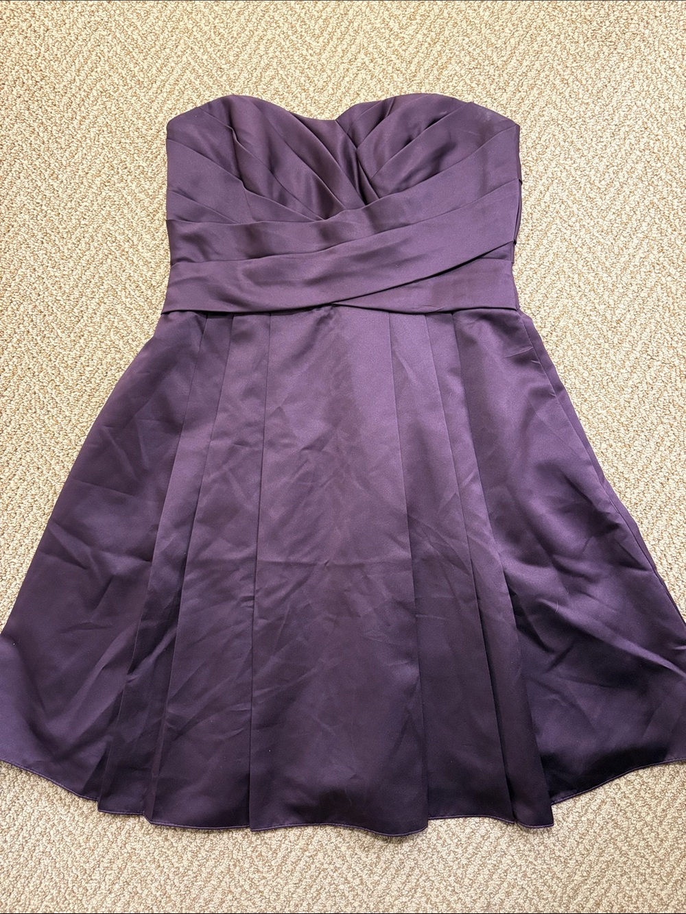David's Bridal Strapless Plum A-Line Dress 10